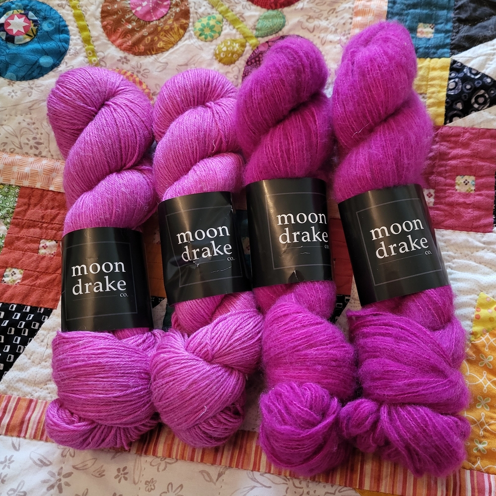 Electric Family Moon Drake mohair blend yarn in fuchsia and magenta